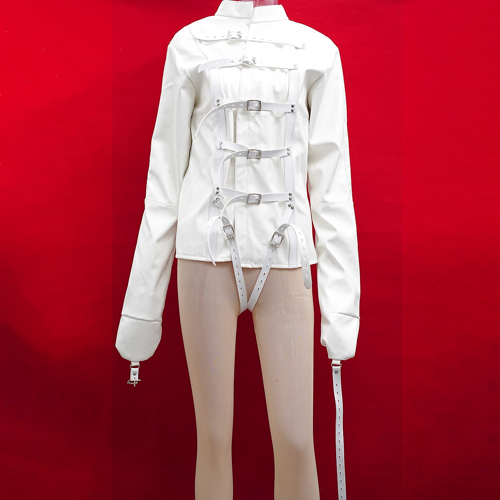 US Asylum Straitjacket Straight Jacket Costume Body Harness Armbinder Clubwear