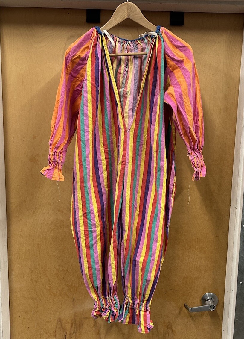 Vintage 60s Handmade Childs Kids Halloween Clown Costume Outfit Striped