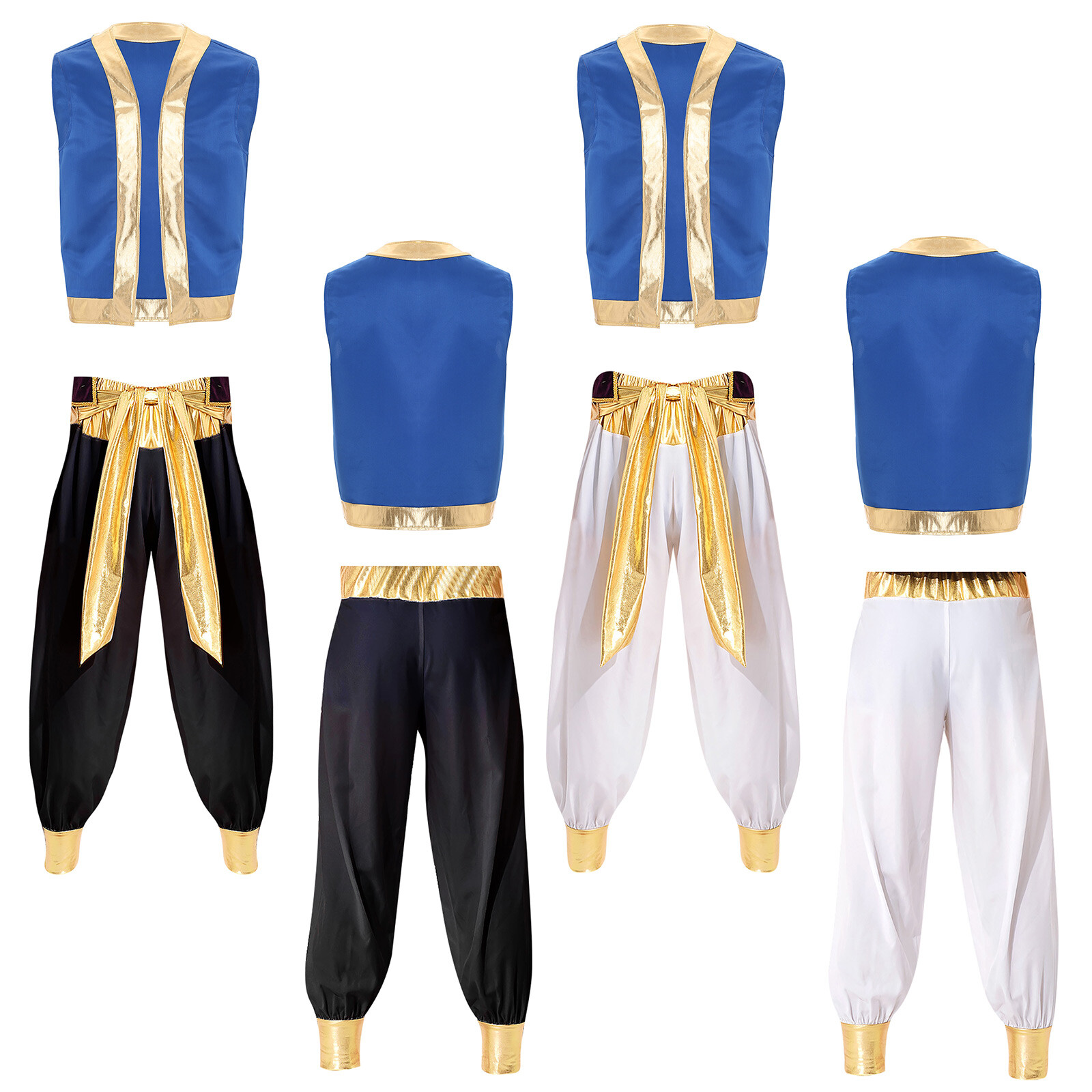 Men Dance Outfit Arabian Vest With Long Pants Stage Waistcoat And Trousers Set