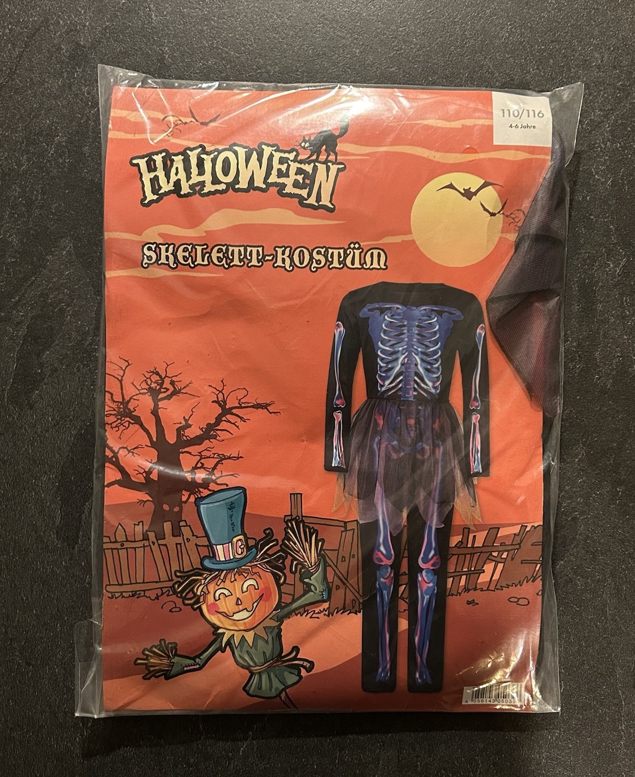 Halloween Girls Kids Skeleton Costume Fancy Dress Size 110/116 New Item