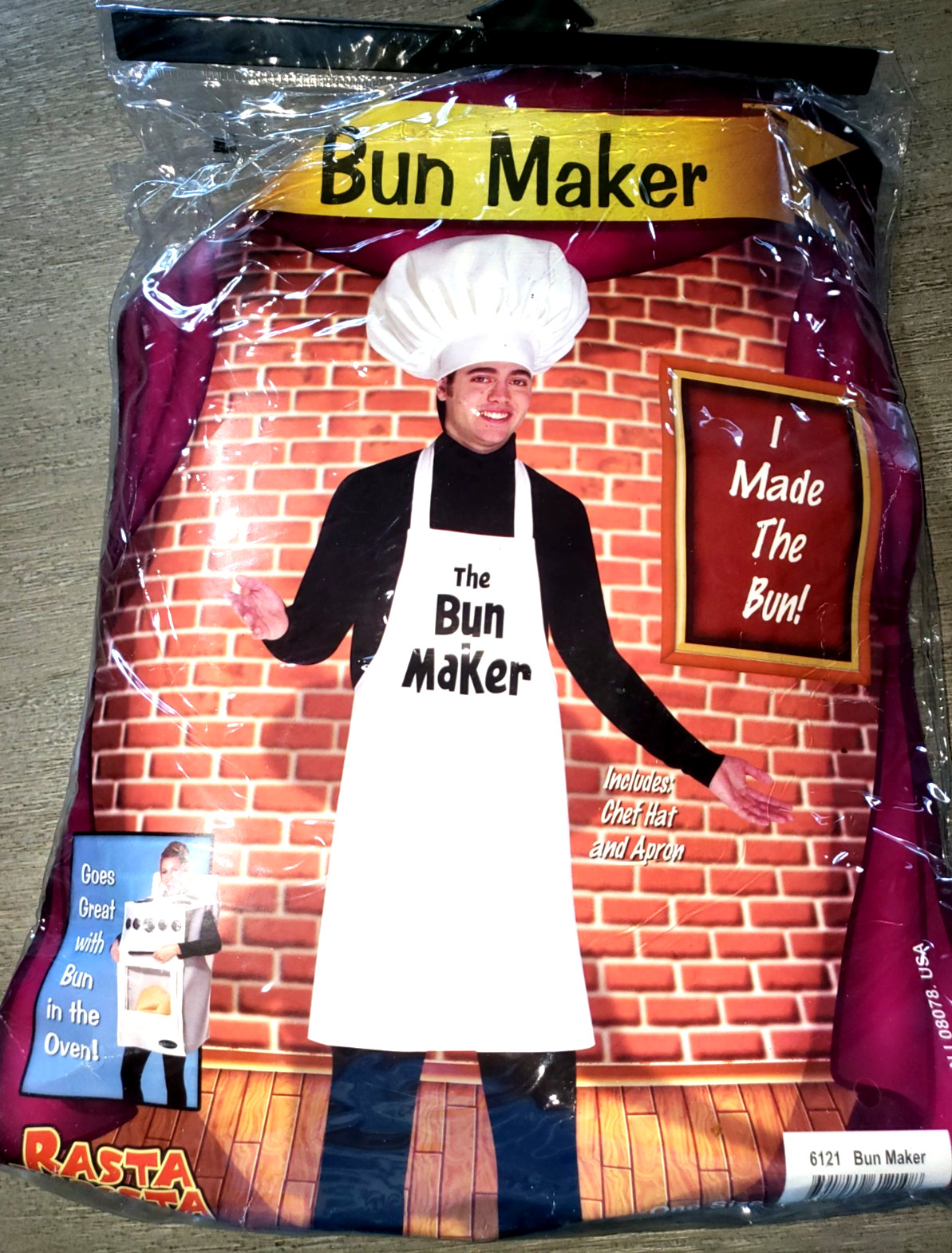 mens BUN MAKER HALLOWEEN COSTUME one size regular hat apron funny expecting Dad!