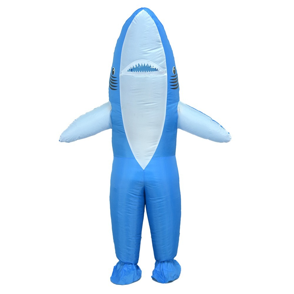 Inflatable Shark Costume Blue Adult Blow Up Funny Halloween Cosplay Party Outfit