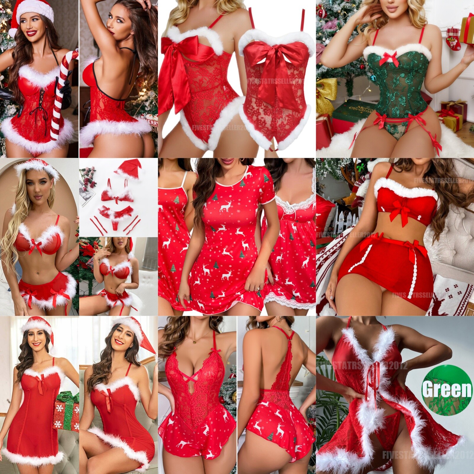Christmas Elf Sexy Lingerie Santa Claus Helper Adult Sexy Costume Babydoll Teddy
