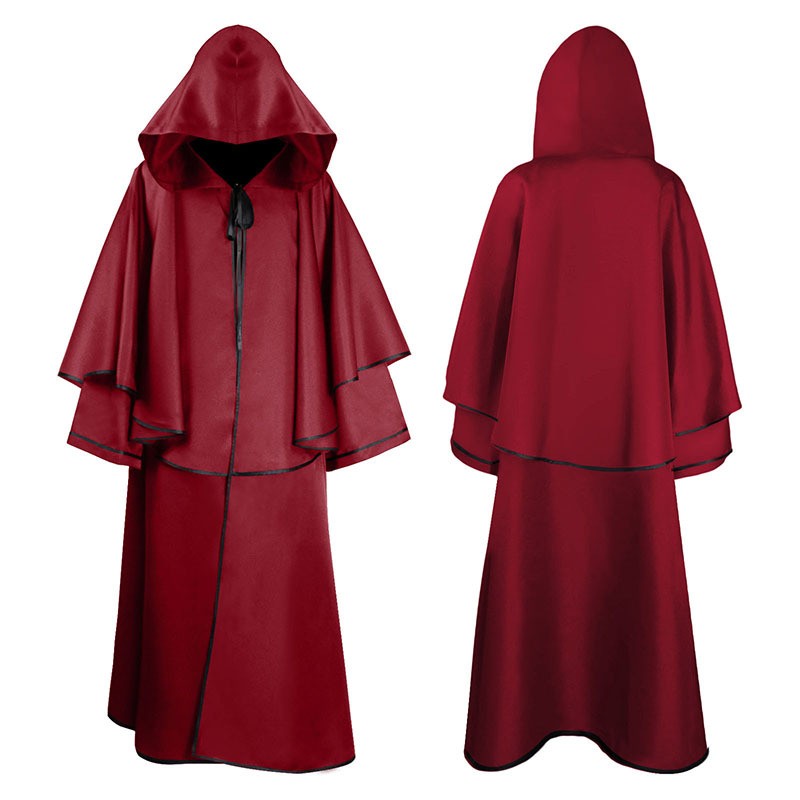 Hooded Monk Cloak Long Sleeve Wizard Robe Reaper Halloween Costume 5 Colors