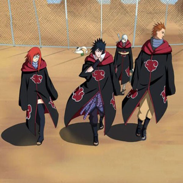 Anime Naruto Akatsuki Uchiha Sasuke Cosplay Costume Cloak Robe Ninja Wind Coat