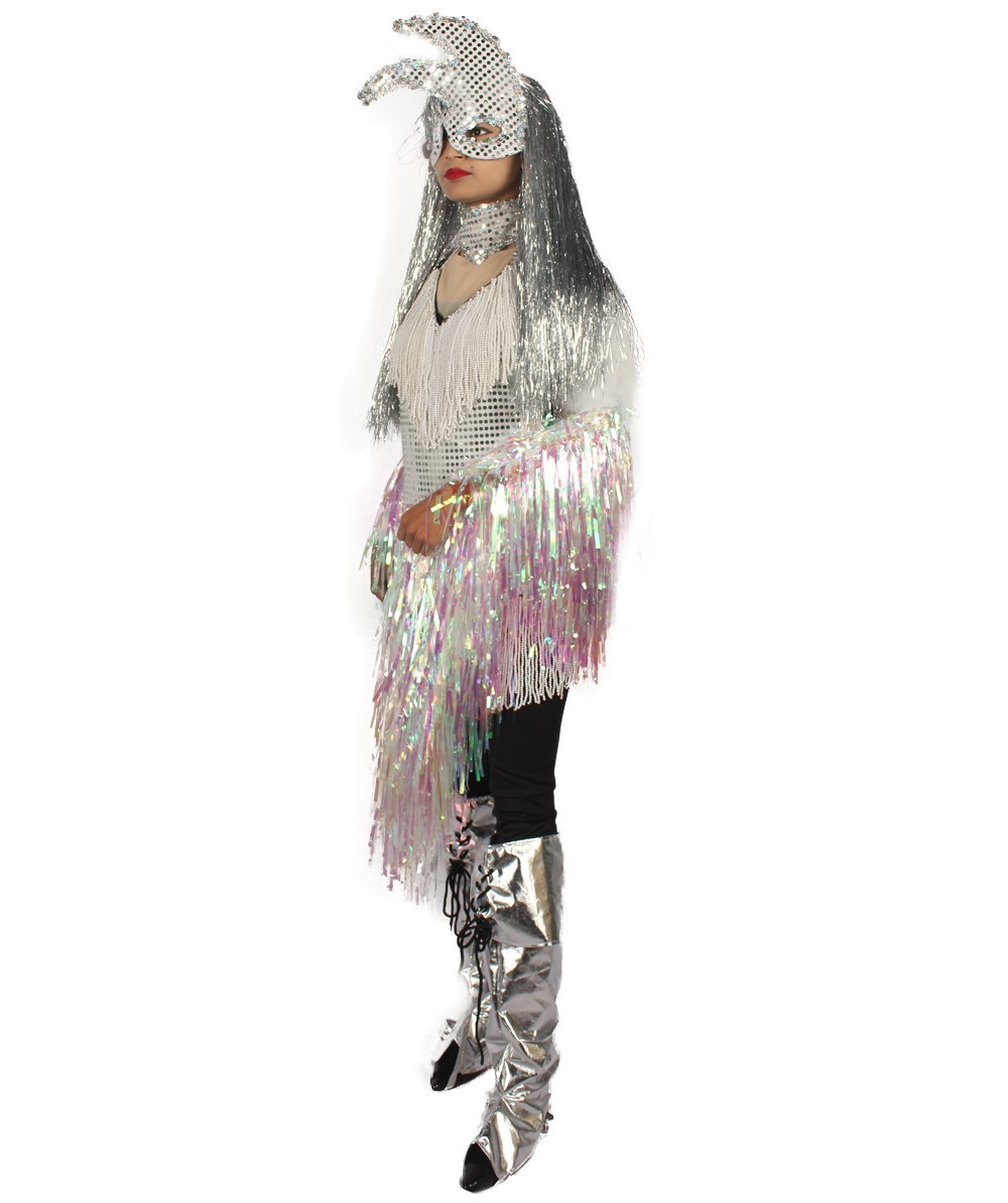HPO Halo Bunny Masquerade Silver & White Tinsel Costume Bundle
