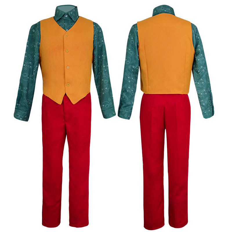 The Joker Men’s Cosplay Costume Clown Clothes Red Suit Halloween Jacket Uniform