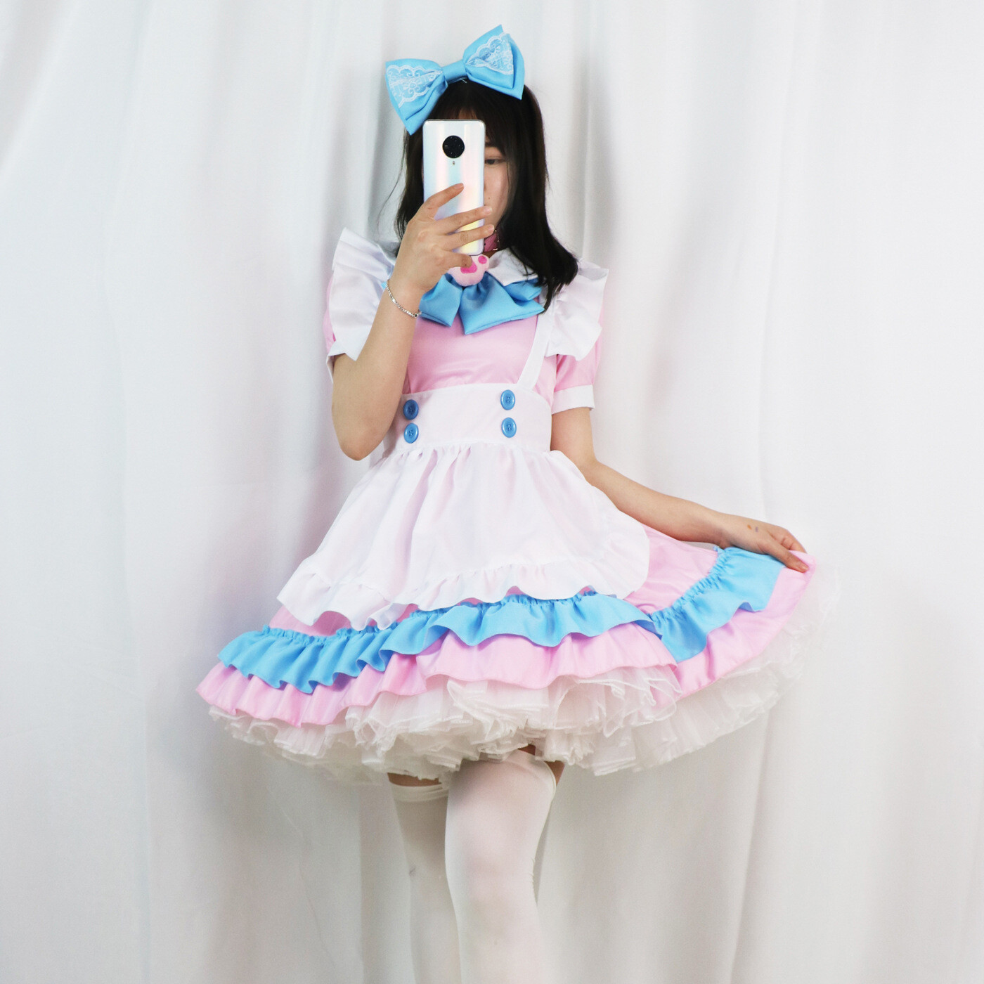 Japan Cute Lolita Bow Dress Maid Amine Uniform Costume Halloween Cosplay Party