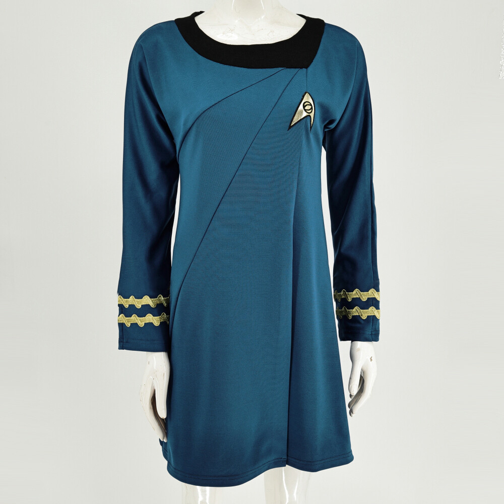 Cosplay TOS Female Duty Uniforms The Original Series Blue Gold Red Dress Costume