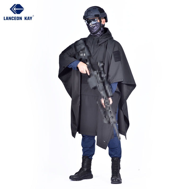 Tactical Rain Poncho Soft Shell Waterproof Outdoor Cycling Training Raincoat Men