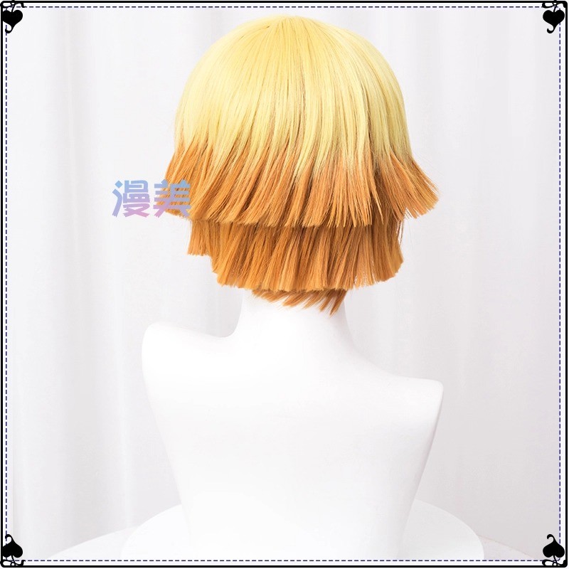 Demon Slayer Agatsuma Zenitsu Cosplay Suit Costume Halloween Uniform Props Wig