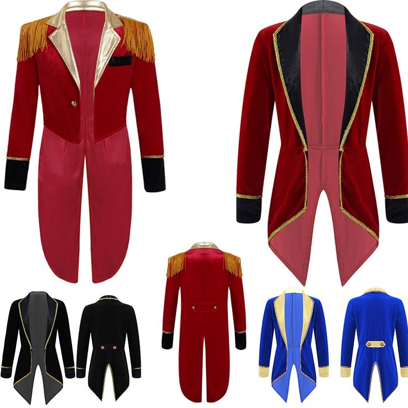 US Kids Circus Ringmaster Coats Tuxedo Jackets Halloween Prince Costume Cosplay