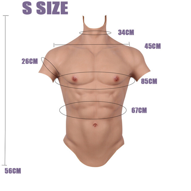 US Stock Breastplate Silicone Male Fake Chest Muscle Bodysuit Cosplay Crossdress