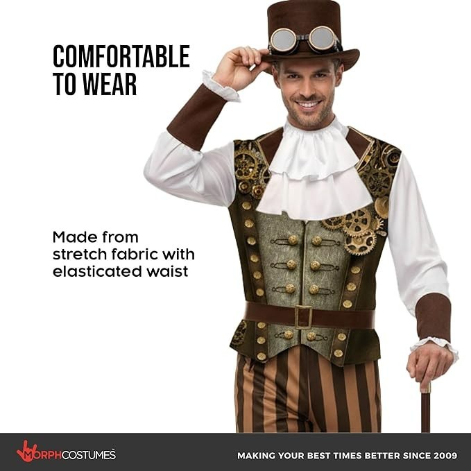 Morph Steam Punk Costume for Men Adult Steampunk Halloween Outfit M – XXL
