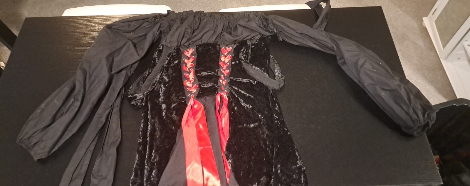 Black Red Halloween Dress S/M Regular Polyester Long Sleeve Show Costume