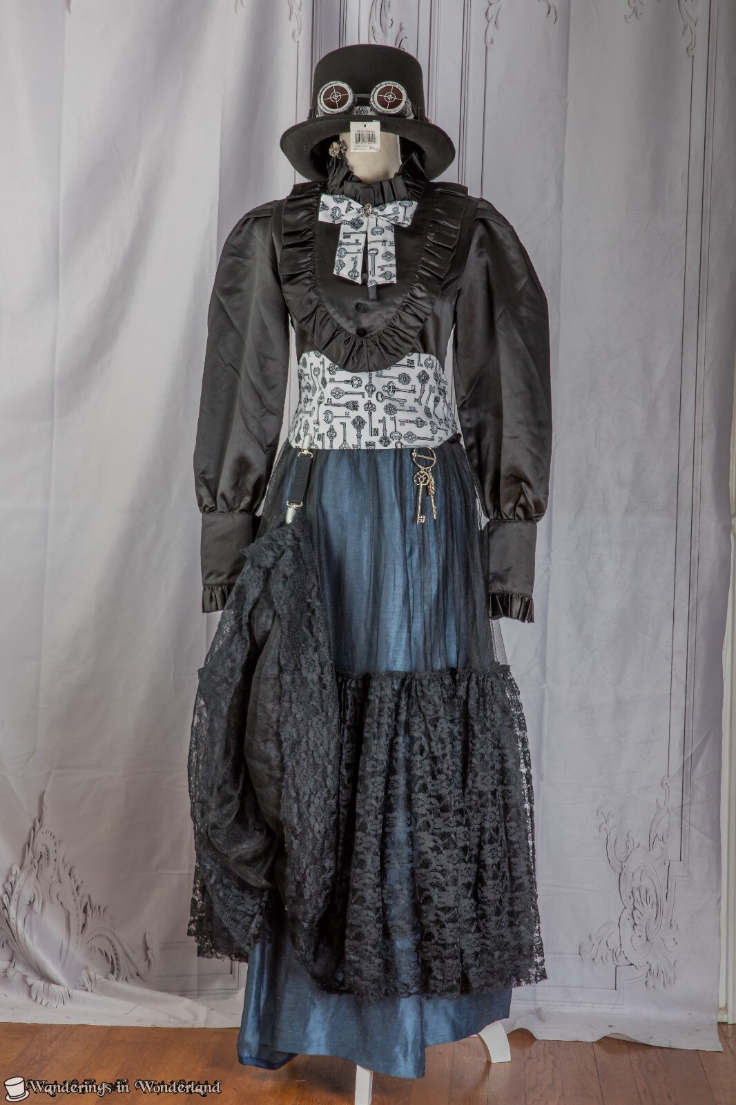 Keys Steampunk Costume Small Victorian Goth Top Hat Goggles