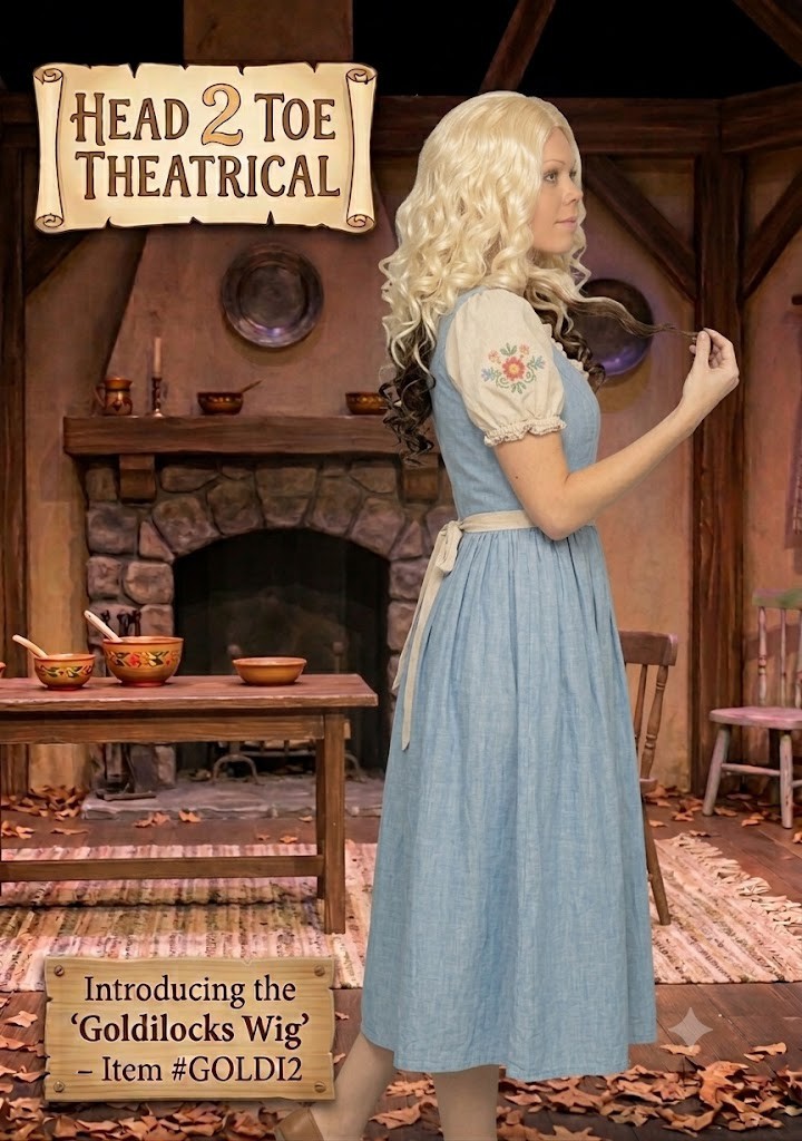 Goldilocks Wig adult woman long curly blonde hair theatrical stage costume lady
