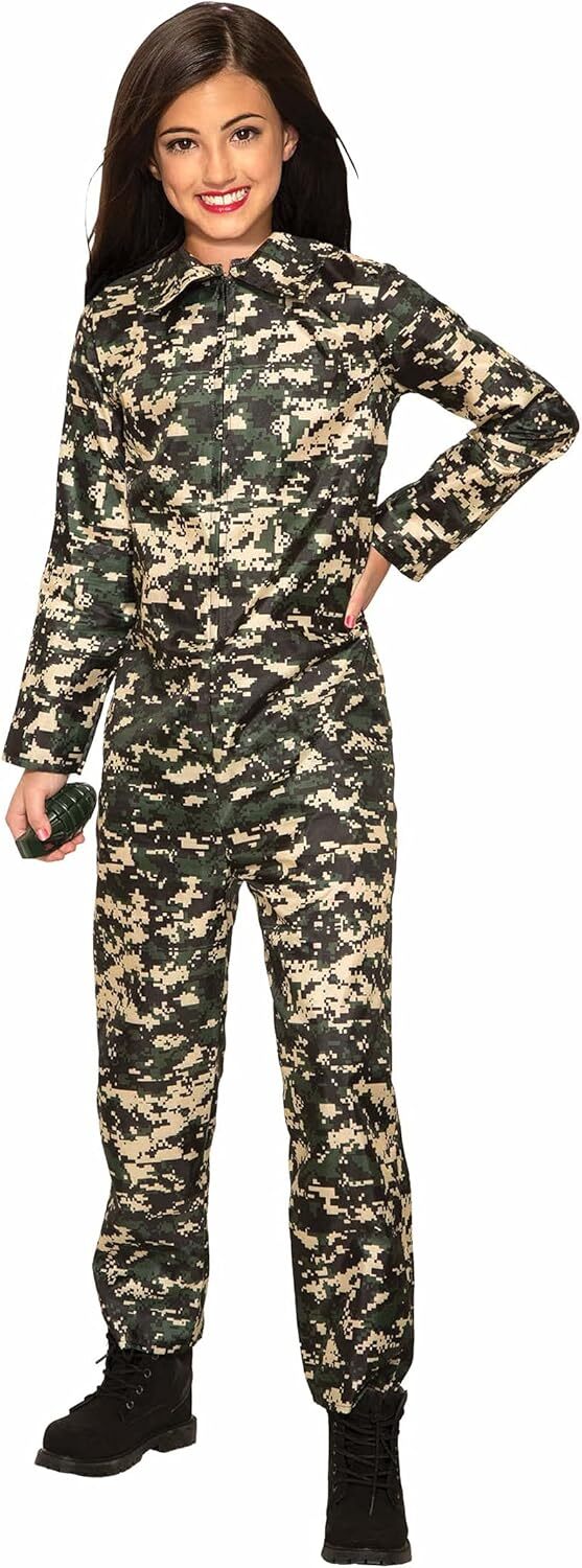 Army Jumpsuit Camo Military Soldier Unisex Fancy Dress Halloween Child Costume