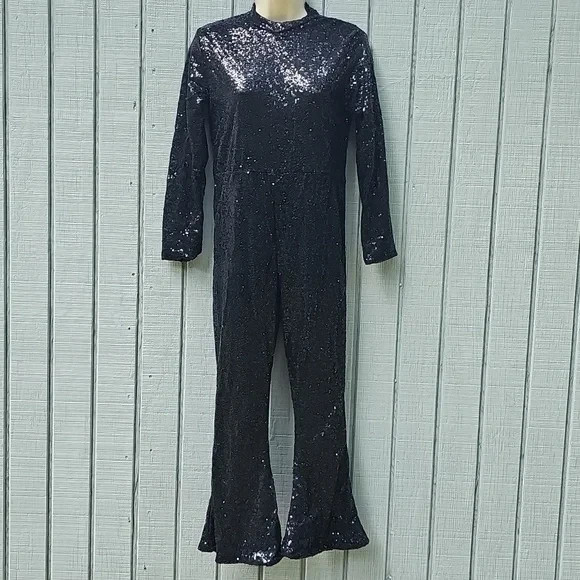 Jumpsuit Black Sequined Girls Large Unbranded Used