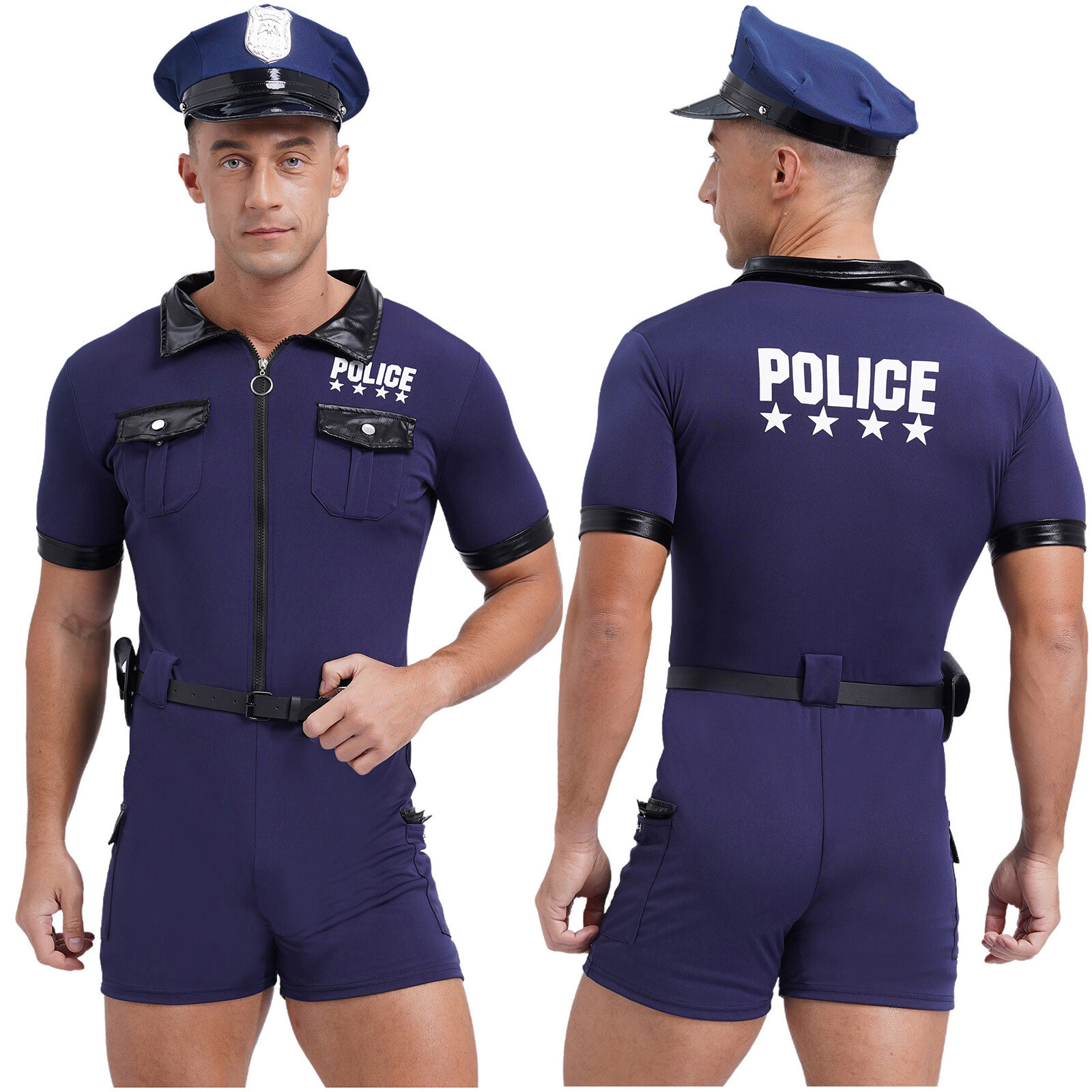 US Mens Cop Officer Outfits Cuffs Policeman Fancy Dress Costume Halloween Police