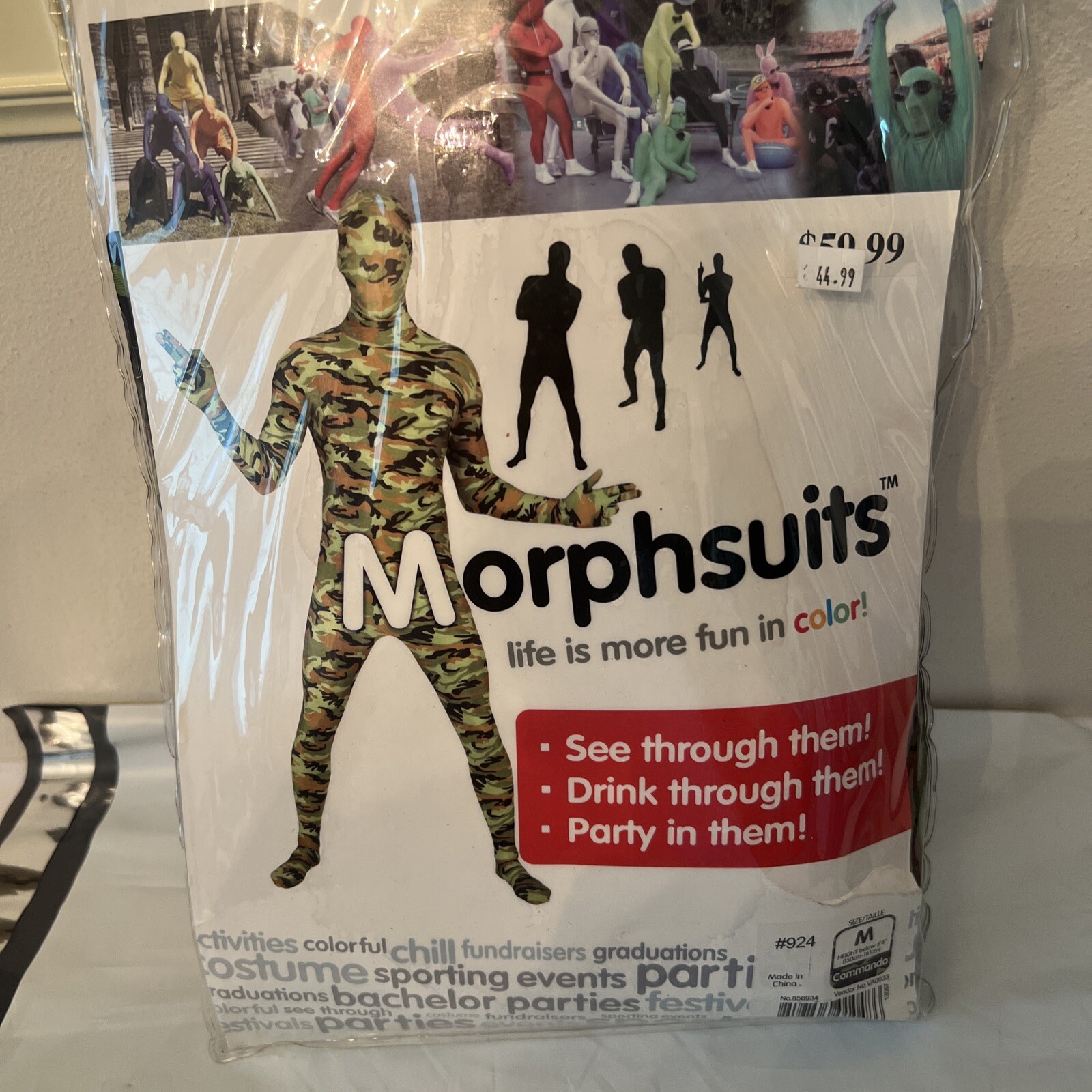 Morphsuits Army Green Camouflage Halloween Costume Adult M ( 5’4″) – NEW!