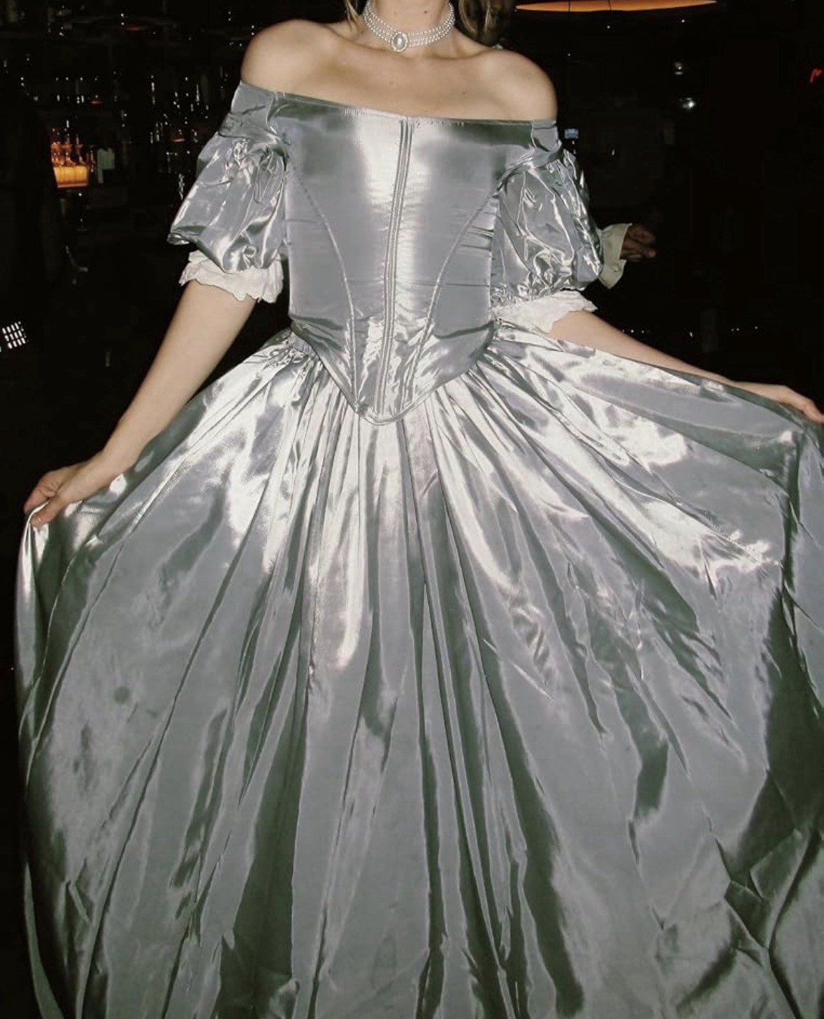 Victorian Renaissance Corset Dress Gothic Edwardian ballgown puffy sleeves S/M