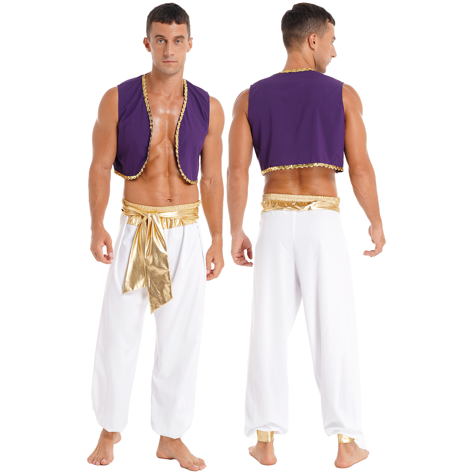 Mens Arabian Prince Street Rat Suit Costume Persian Vest With Harem Pants Outfit