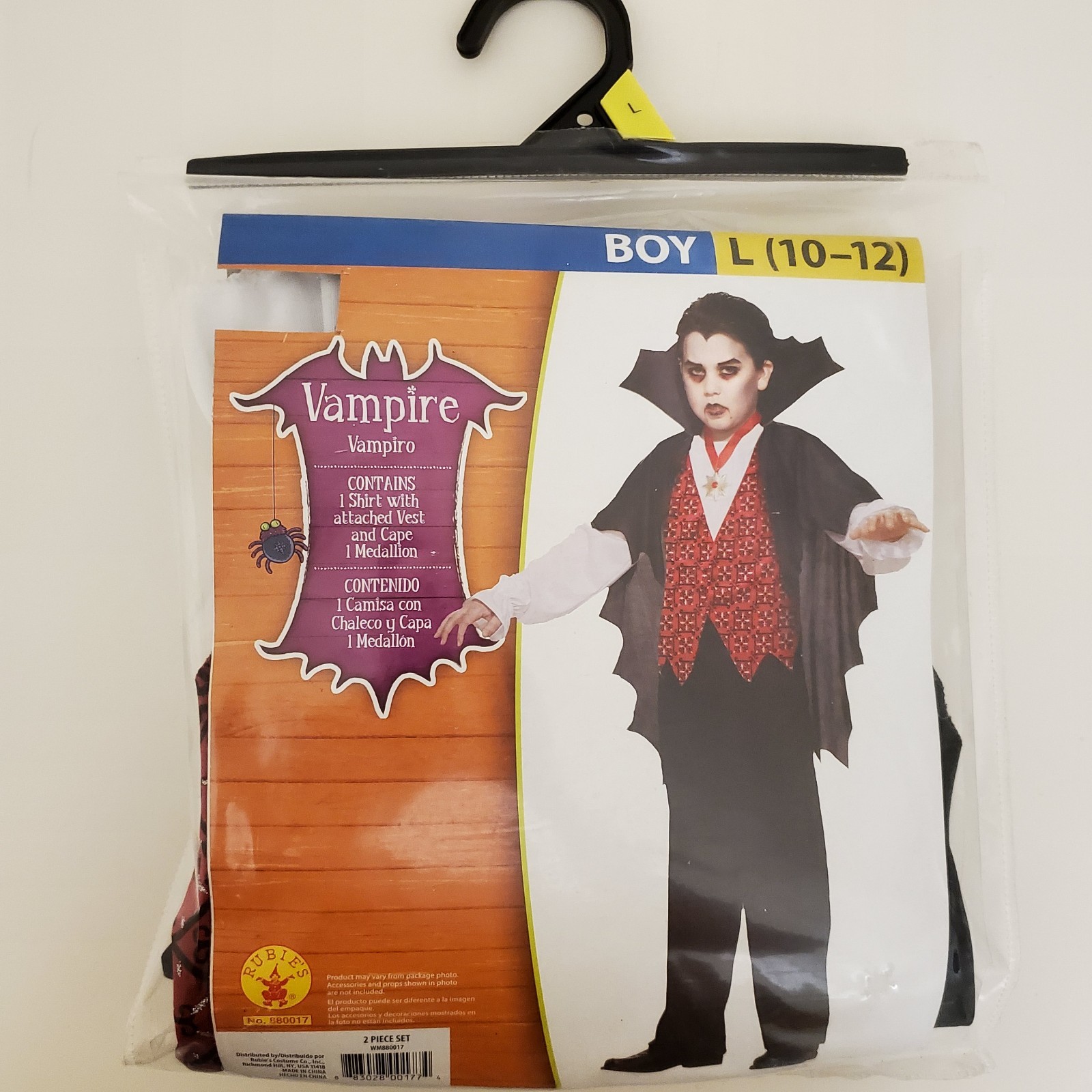 VAMPIRE Costume Boys Size L (10-12) Black/White/Red PANTS NOT INCLUDED NEW
