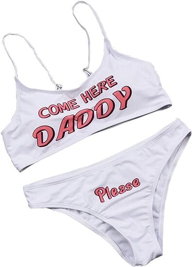 2X Women Anime Sexy Lingerie Yes Daddy Costume Outfit Bra Top Babydoll White