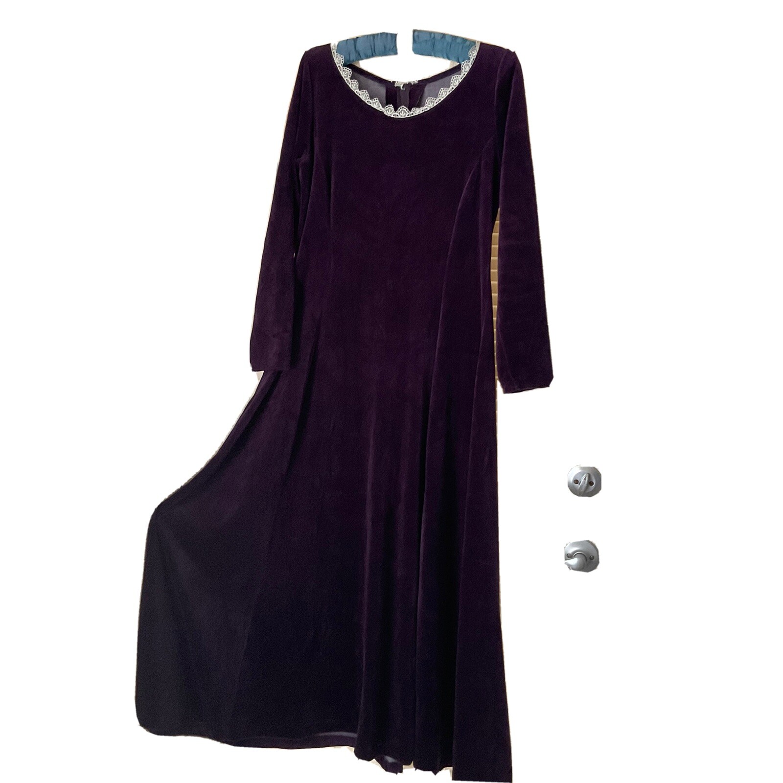 Costume Long Dress Women Velvet Purple Cotton Blend Sz S/ M Made In USA