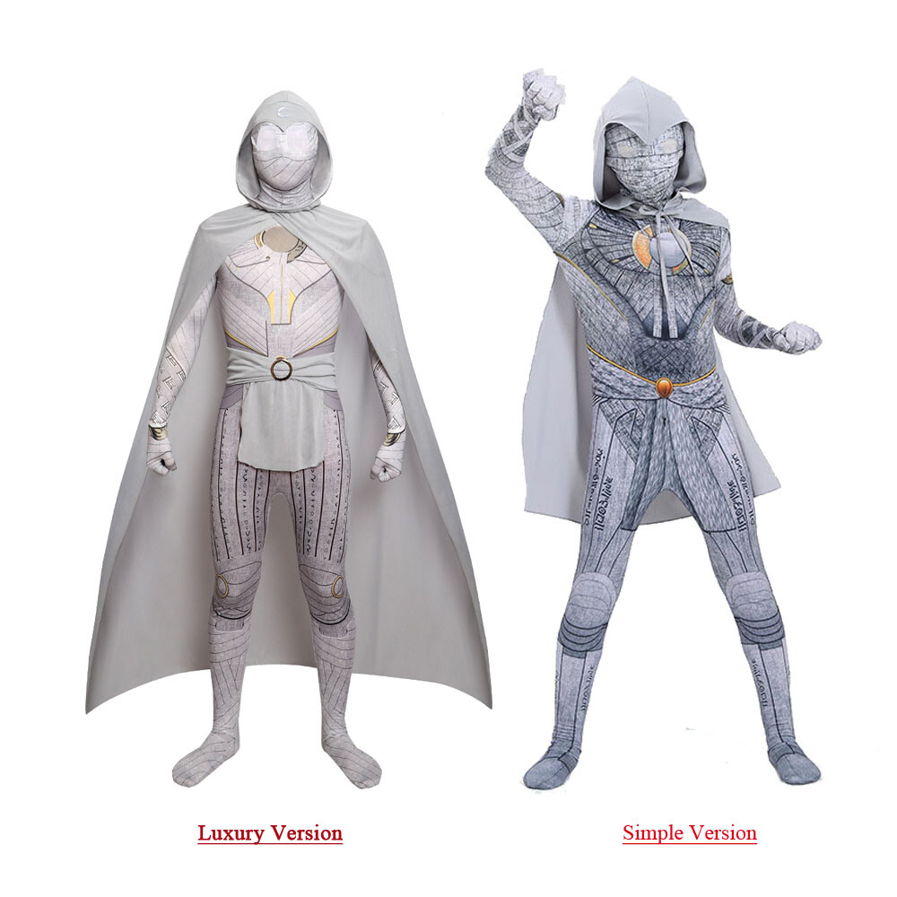Adults Kids Moon Knight Cosplay Jumpsuit Zentai Cape Costume Bodysuit Halloween