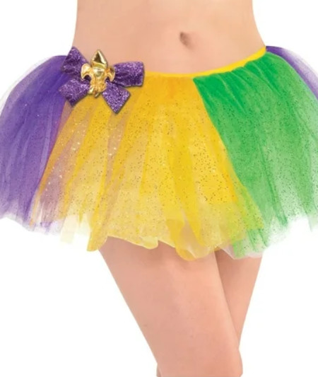 Adult OSFM Glitter Mesh Tutu Skirt Green Purple Gold Halloween Mardi Gras 457