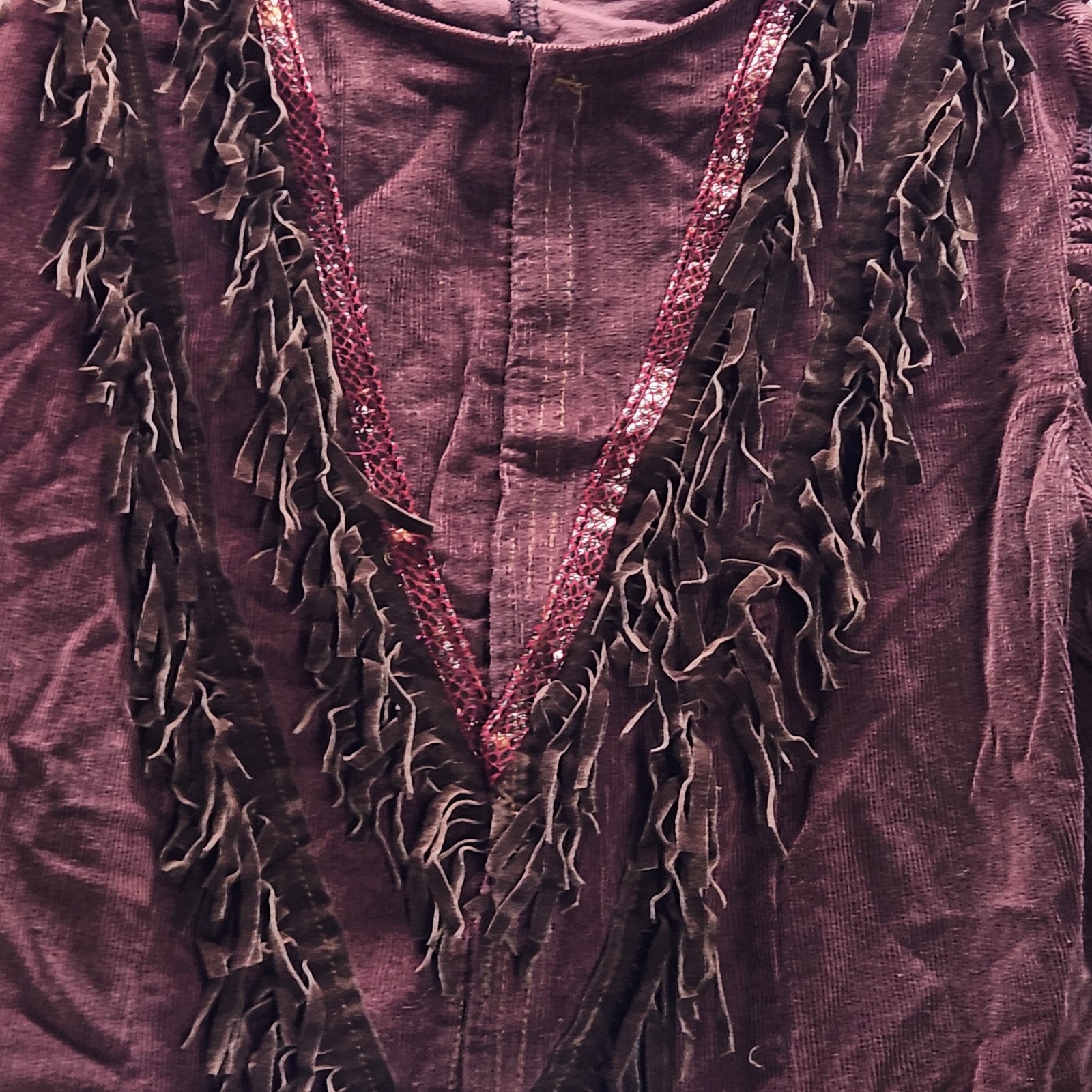 Dark Red / Brown Salon Girl Western Themed Fringed Cowgirl Costume 33×30 & 42×26