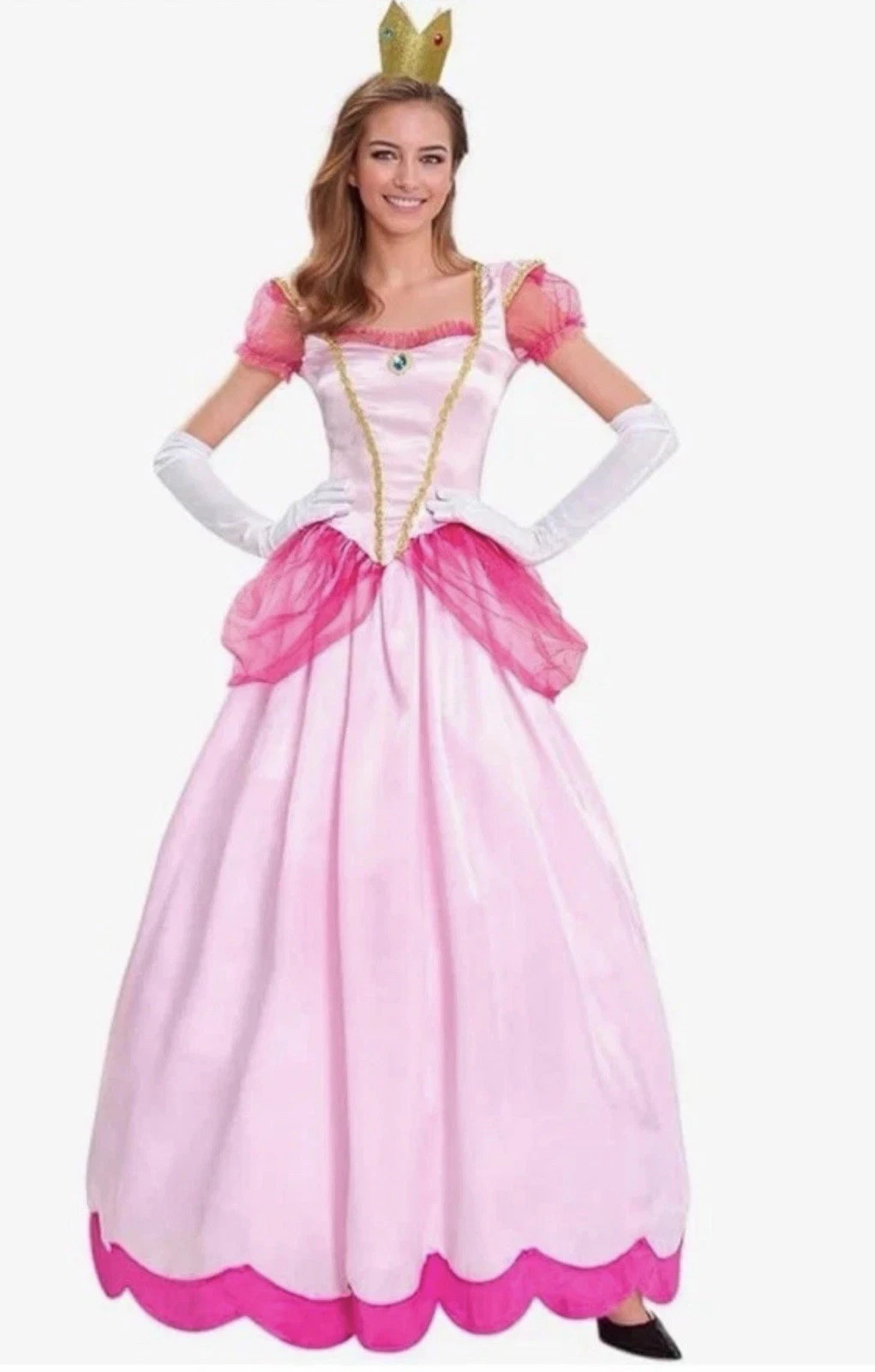 NEW Women’s Princess Pink Halloween Dress Cosplay Costume, Adult Size L