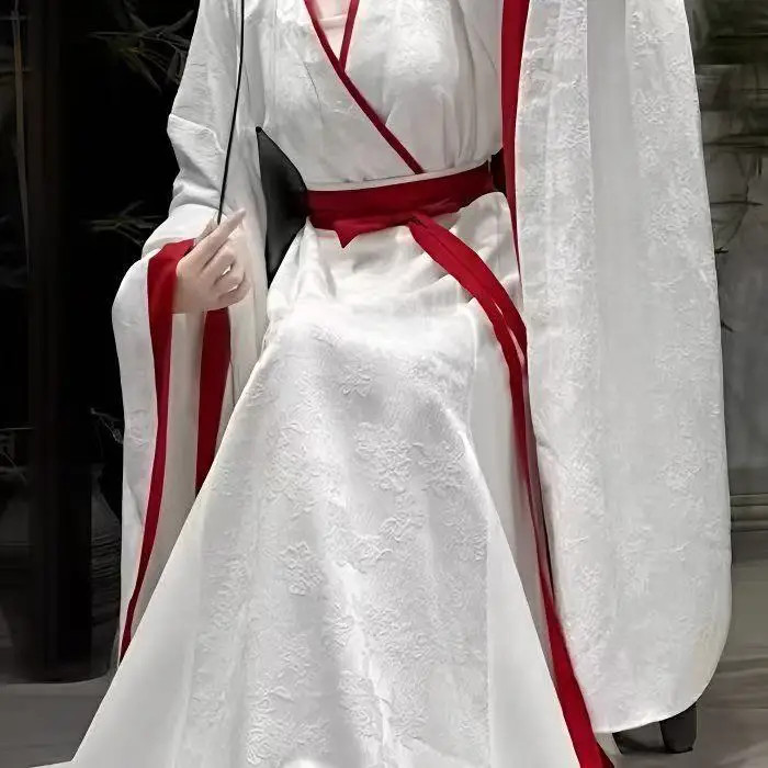 Hanfu Costume Chinese White Fairy Dress Loose LongRobe PhotoShooting PropCosplay
