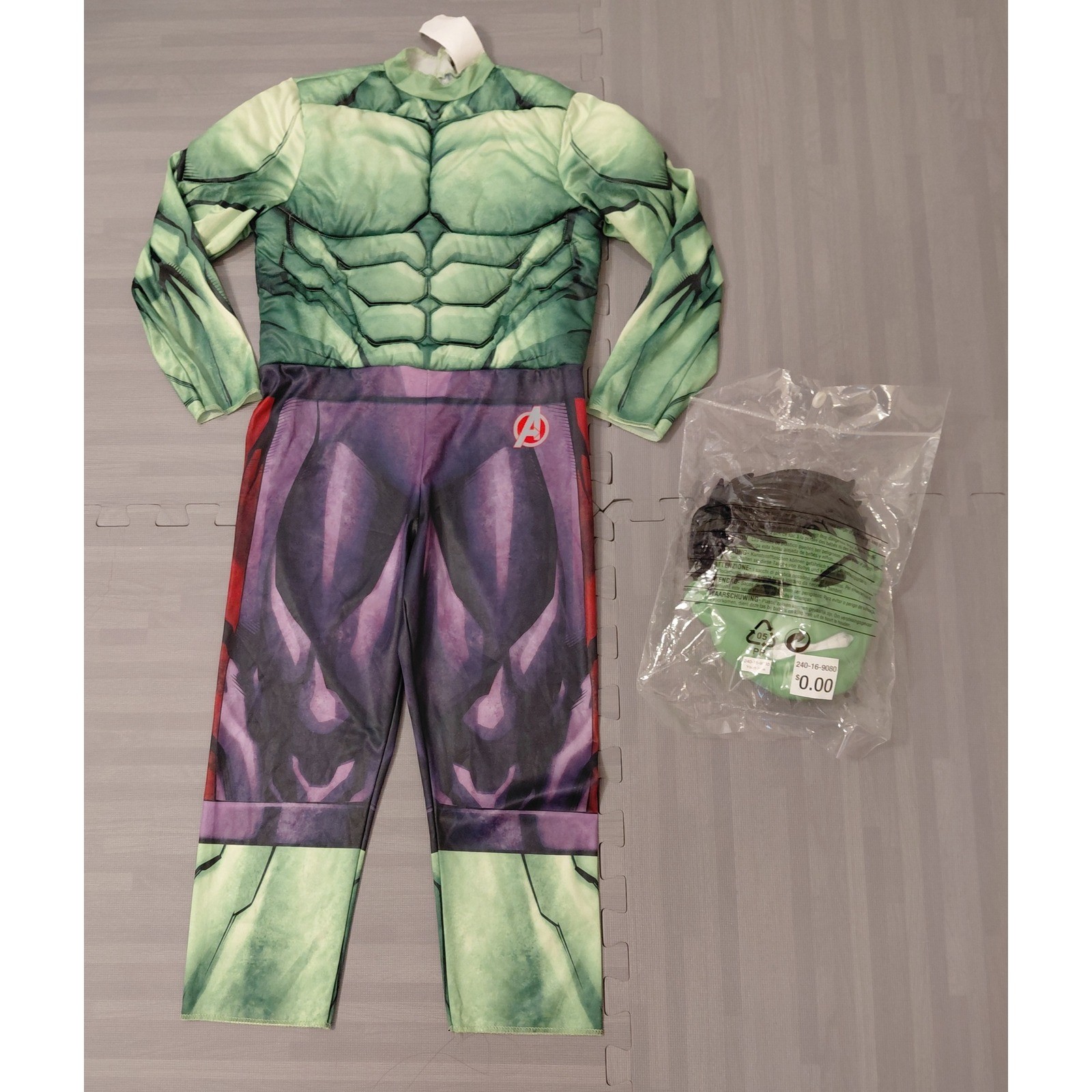 Marvel Avengers Hulk Muscle Costume Youth Small Jumpsuit and Mask Jazwares