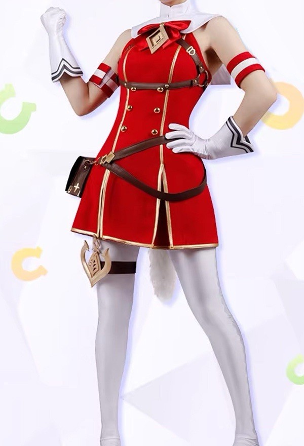 DokiDoki Amber Cosplay Genshin Impact Costume Red Outfit Size M Full Set New