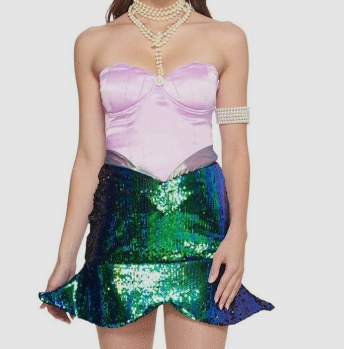 $299 Melonhopper Women’s Pink Green Mermaid Queen Halloween Costume Dress Size S
