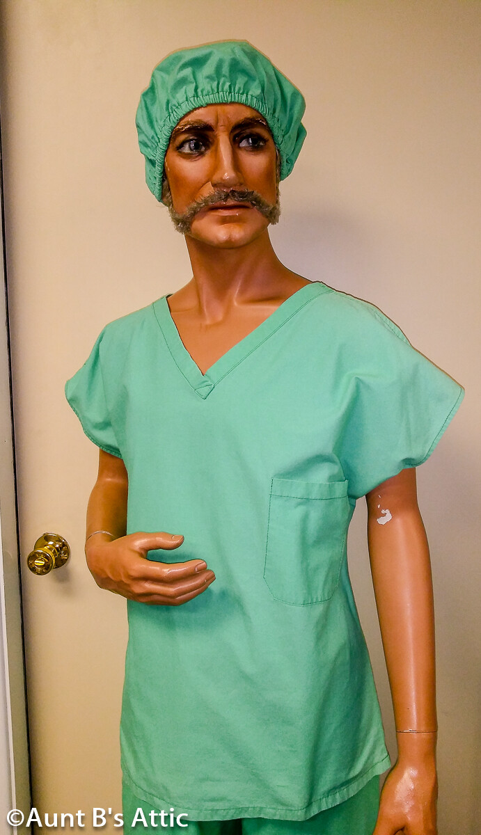 Doctor Scrubs 3 Pc Green Cotton Pant Pocketed Top & Elasticized Scrub Cap M/L