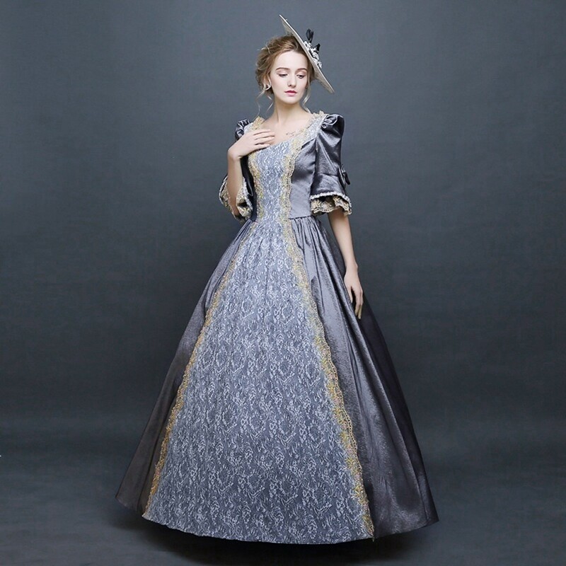 Womens Victorian Royal Retro Ball Gown Wedding Party Dress Medieval Costume Lot