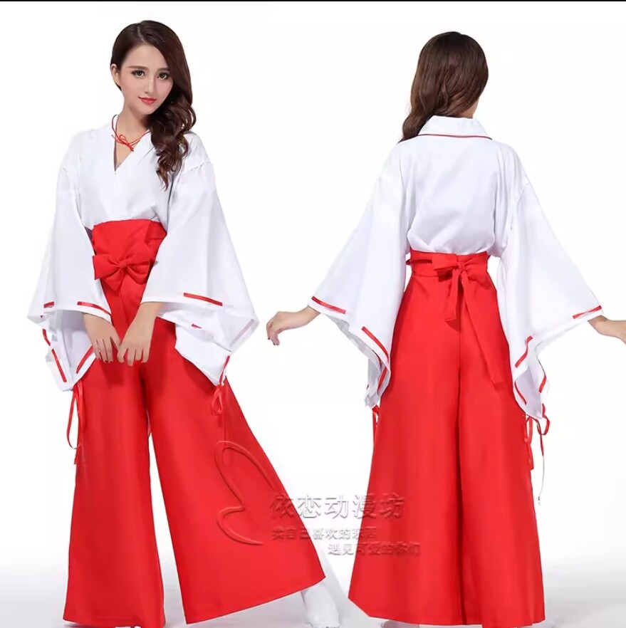 Anime Inuyasha Kikyo Kimono Tops Dress Halloween Party Cosplay Uniform Costume