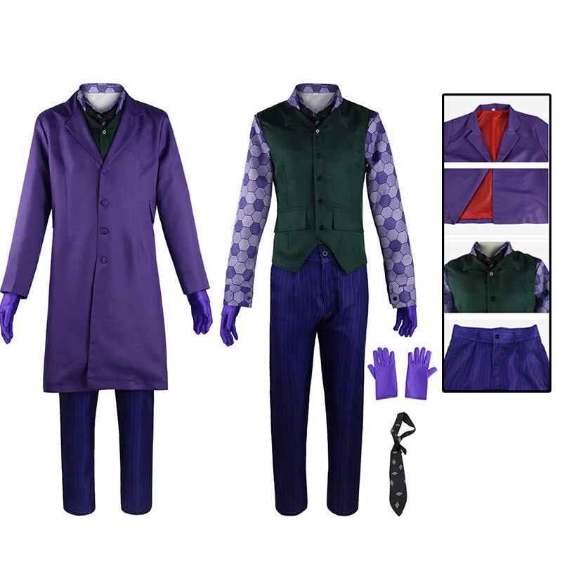 Batman The Dark Knight Joker Cosplay Costume Halloween Party Fancy Wear Outfits