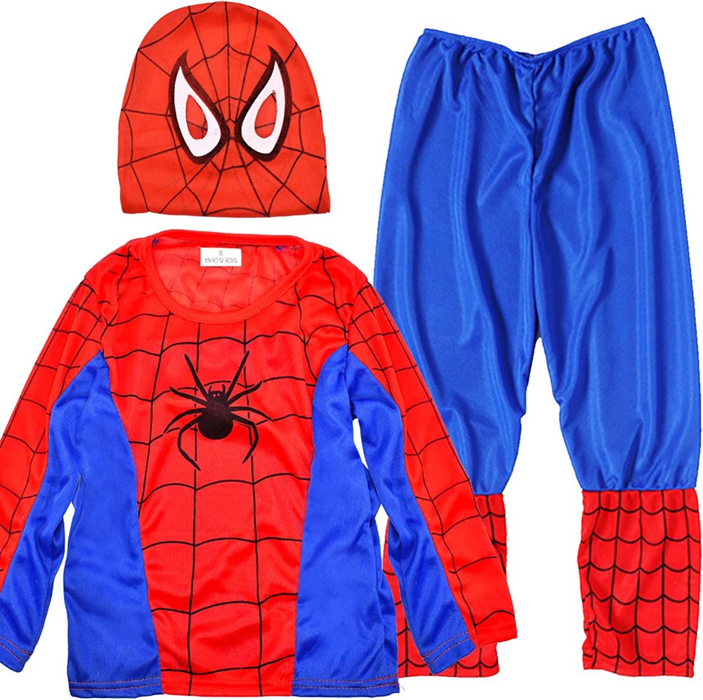Kid SpiderMan Cosplay Costume Boys Tobey Maguire Outfit Jumpsuit Clothes 3-7Age
