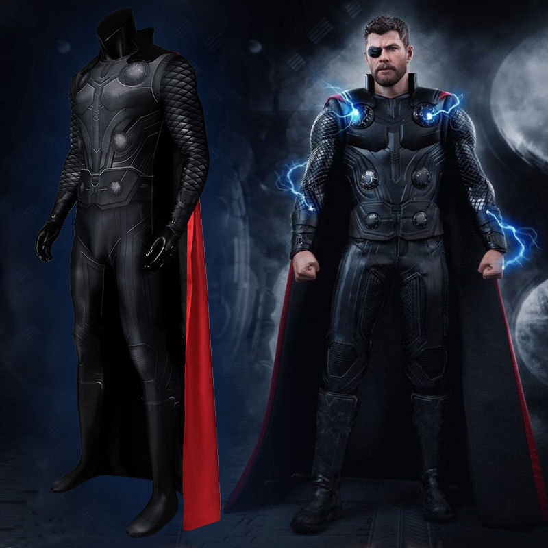 Avengers:Infinity War Thor Cosplay Jumpsuit+Cape Costume Collection Party Outfit