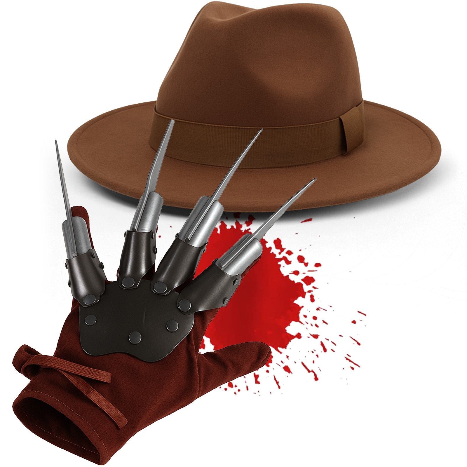 Freddy Krueger Horror Hat & Claw Glove Halloween FancyDress Costume Accessory