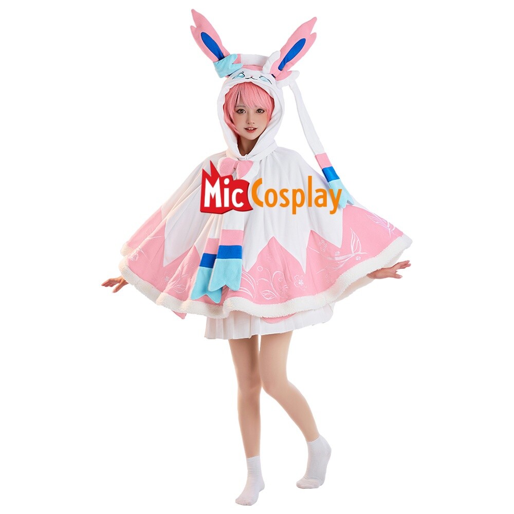 Women Kawaii Halloween Cape Short Cloak and Scarf Set with Tail
