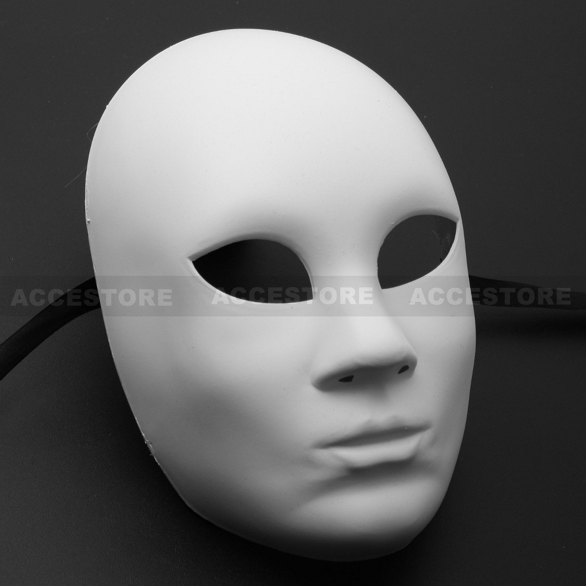 White Blank Full Face Halloween Masquerade DIY Mime Mask Ball Party Costume Mask