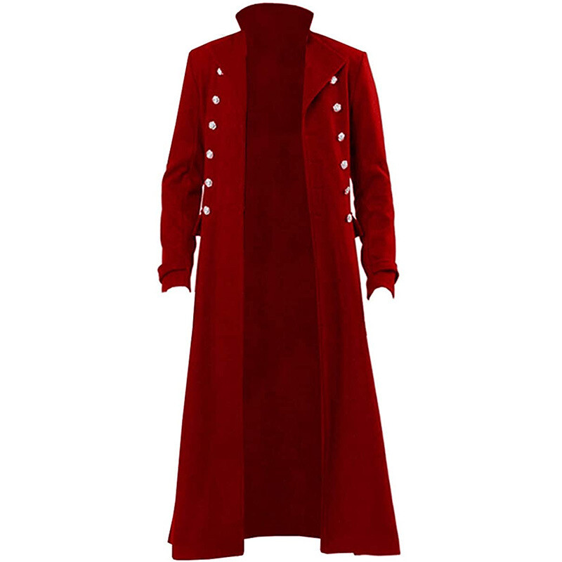 Steampunk Mens Gothic Medieval Cosplay Halloween Costume Gown Coat Long Jacket