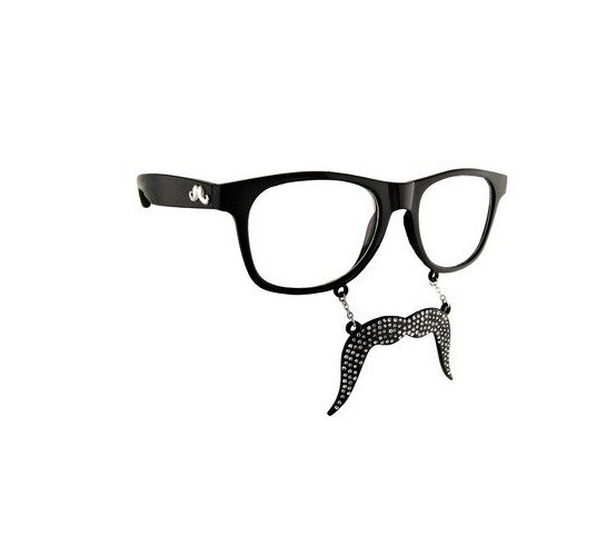 Party Costumes – Sun-Staches – Black Bling Mustache Beard Sunglasses Halloween