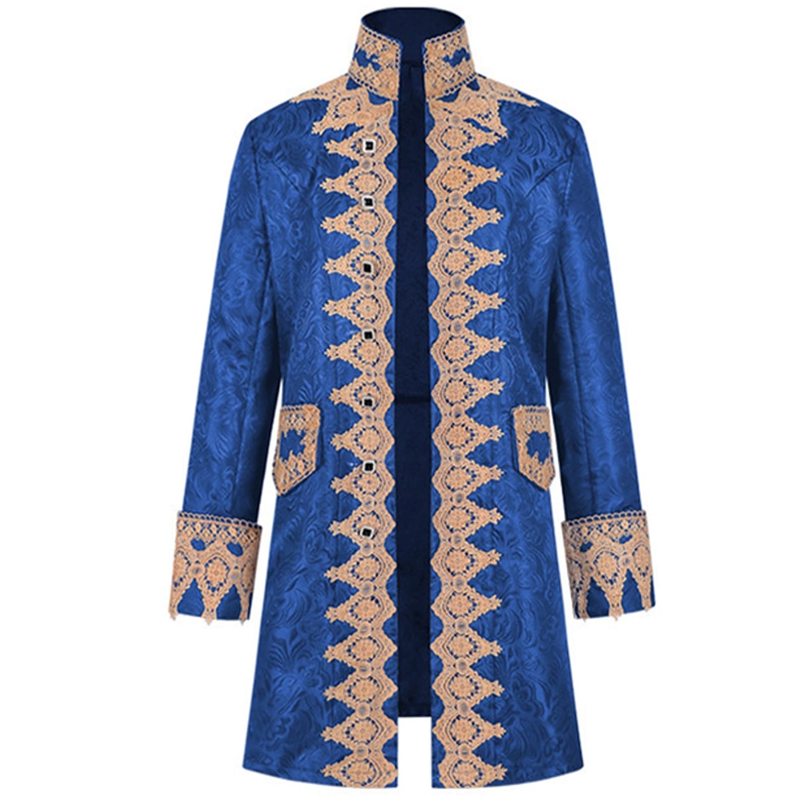 Men’s Gothic Pirate Tailcoat – Victorian Renaissance Costume Jacket with Gold La